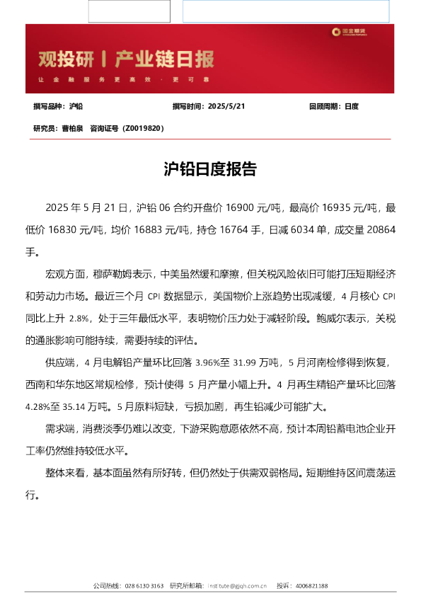 沪铅日度报告