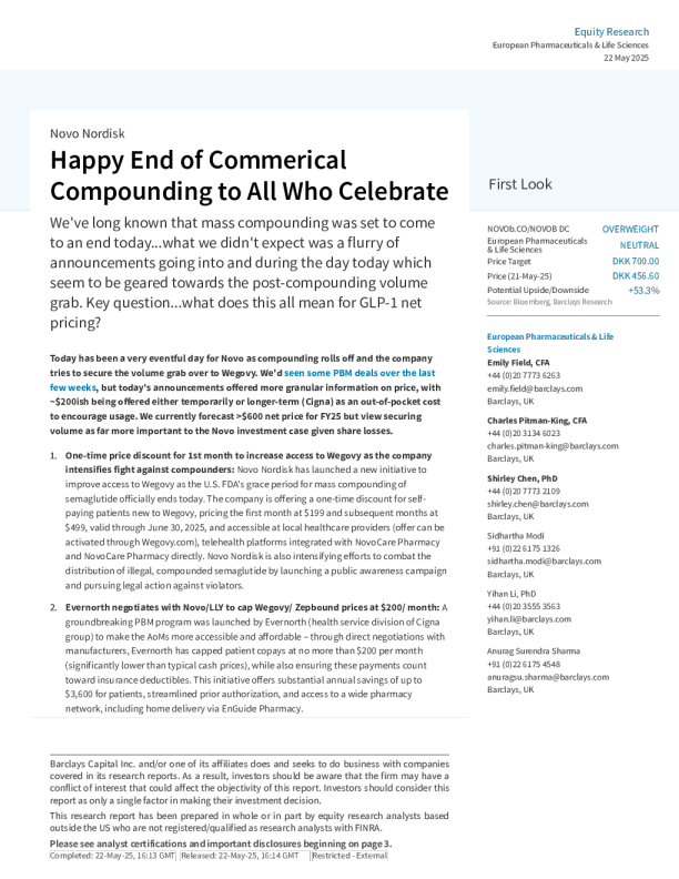 诺和诺德：商业配药终结的喜讯