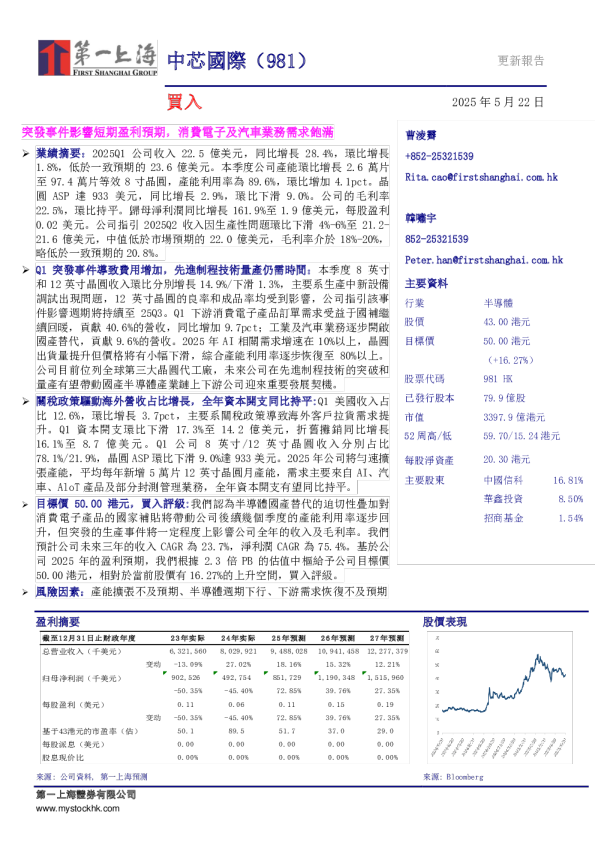 突发事件影响短期盈利预期，消费电子及汽车业务需求饱满