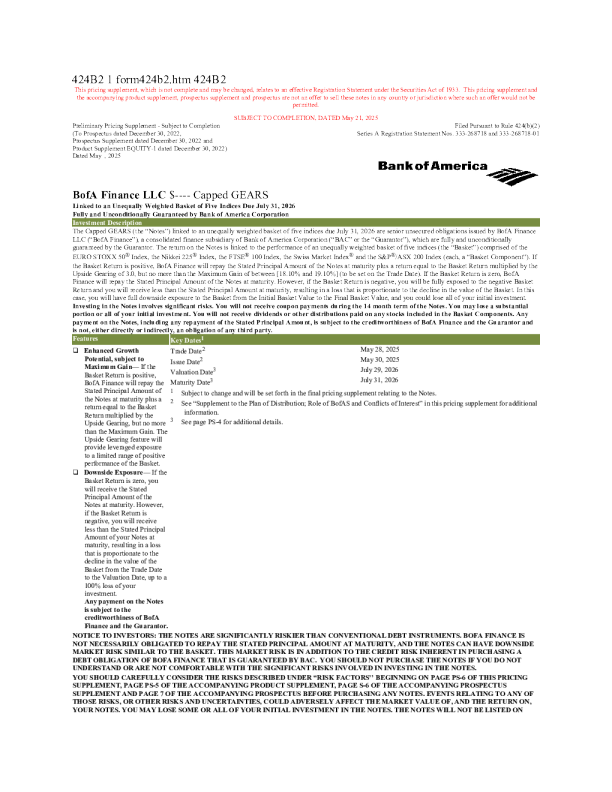 美国银行美股招股说明书(2025-05-22版)
