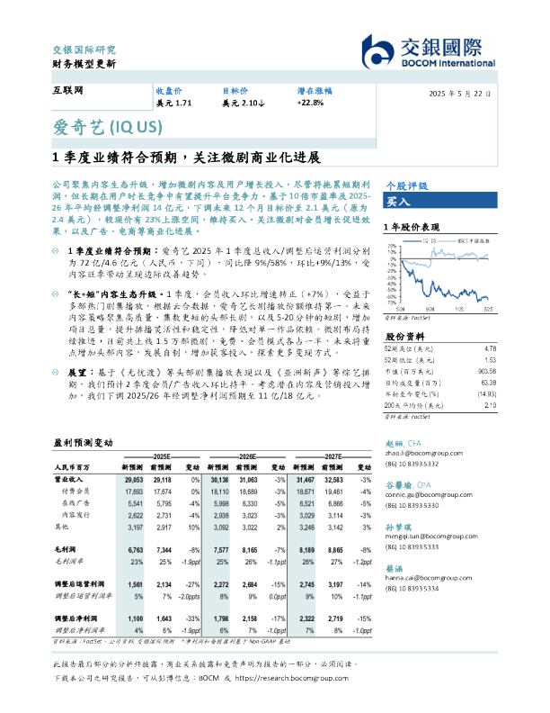 1季度业绩符合预期,关注微剧商业化进展
