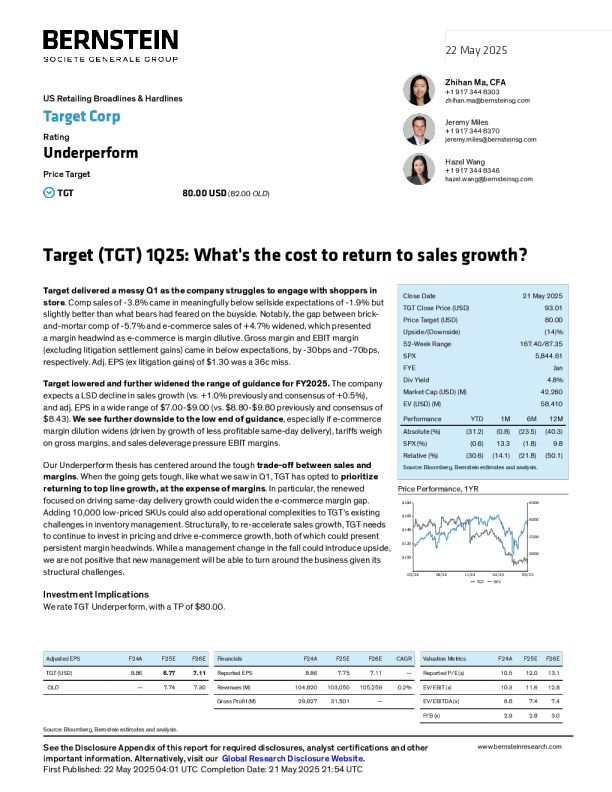 塔吉特（TGT）2025年第一季度：恢复销售增长的成本是什么？