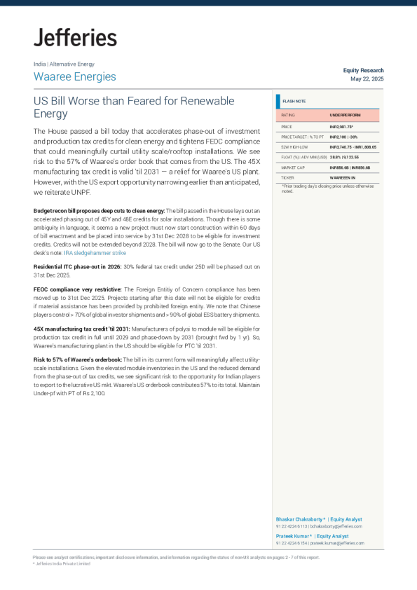 美国法案对可再生能源的影响比预期更糟