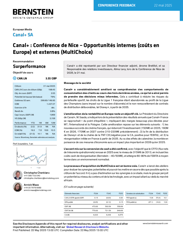 canal+尼斯会议-内部机遇（欧洲成本）与外部机遇（multichoice）