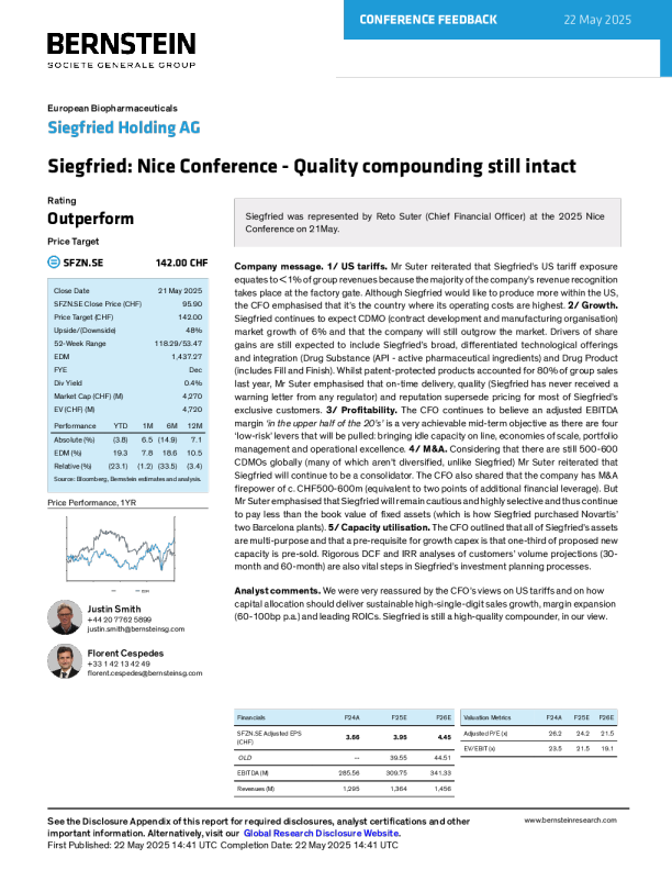西格弗里德控股公司（SFZN）：西格弗里德尼斯会议-优质复合业务依然稳固