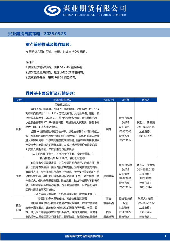 日度策略