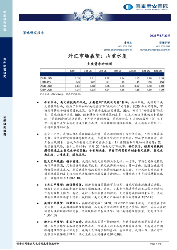 外汇市场展望：山重水复