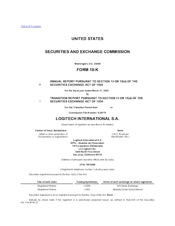 罗技 2024年度报告