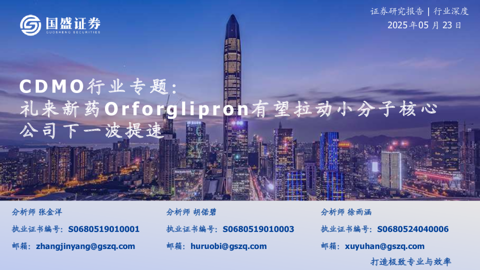 CDMO行业专题：礼来新药Orforglipron有望拉动小分子核心公司下一波提速