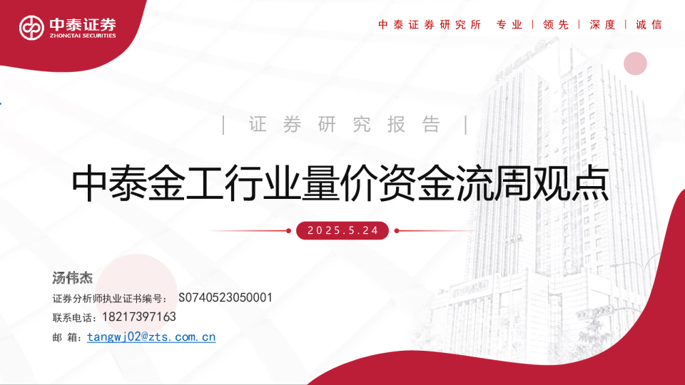 中泰金工行业量价资金流周观点