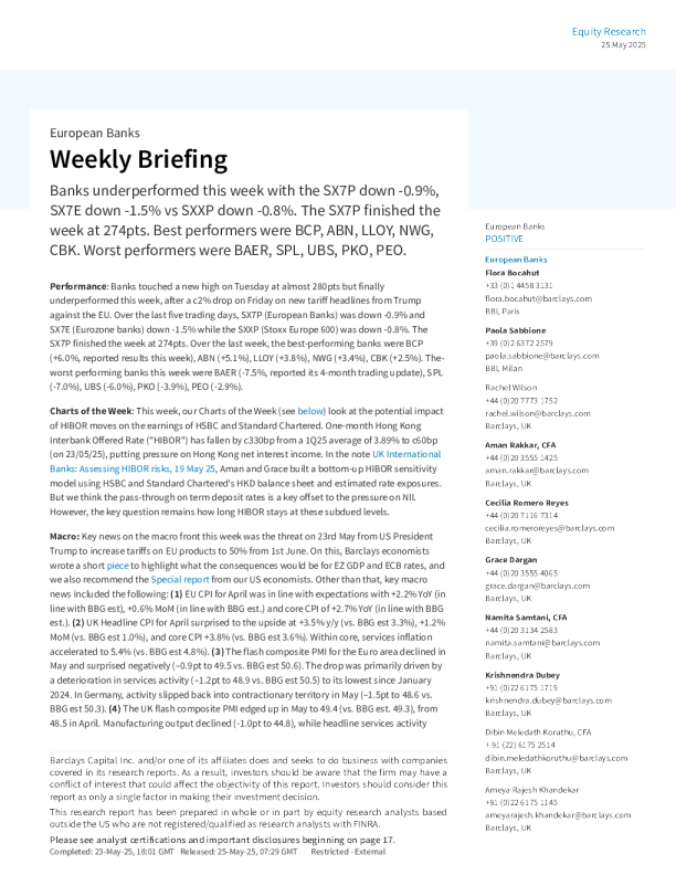 欧洲银行每周简报