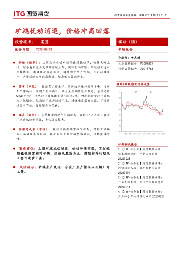 矿端扰动消退，价格冲高回落