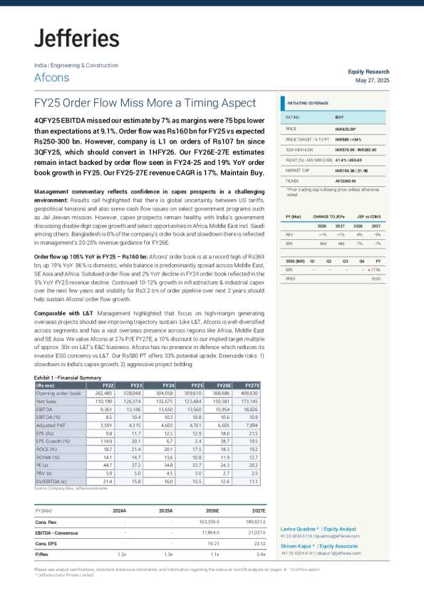 Afcons基础设施有限公司（AFCONS IN）股票研究报告