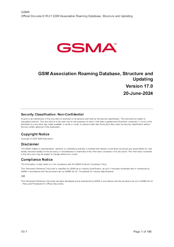 IR.21 GSM关联漫游数据库、结构和更新