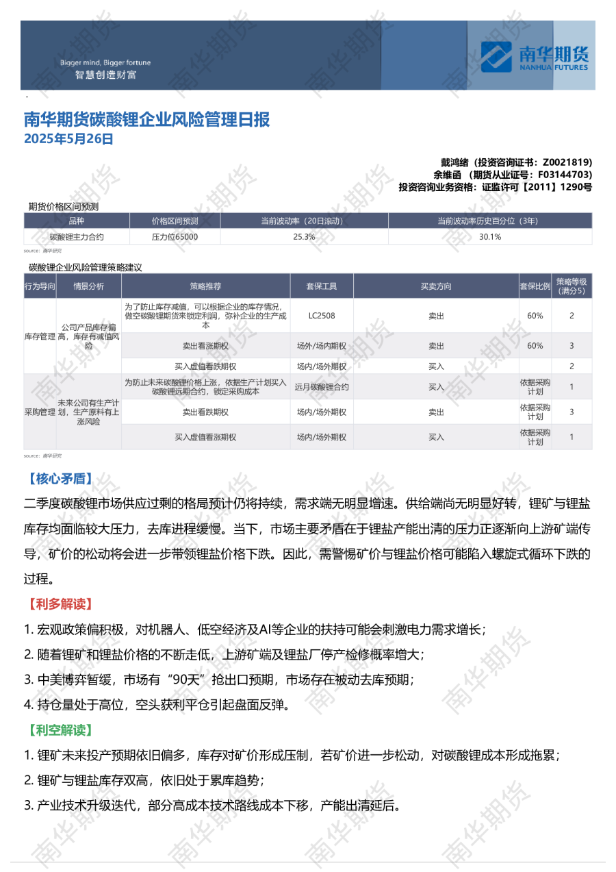 南华期货碳酸锂日报:基本面偏弱