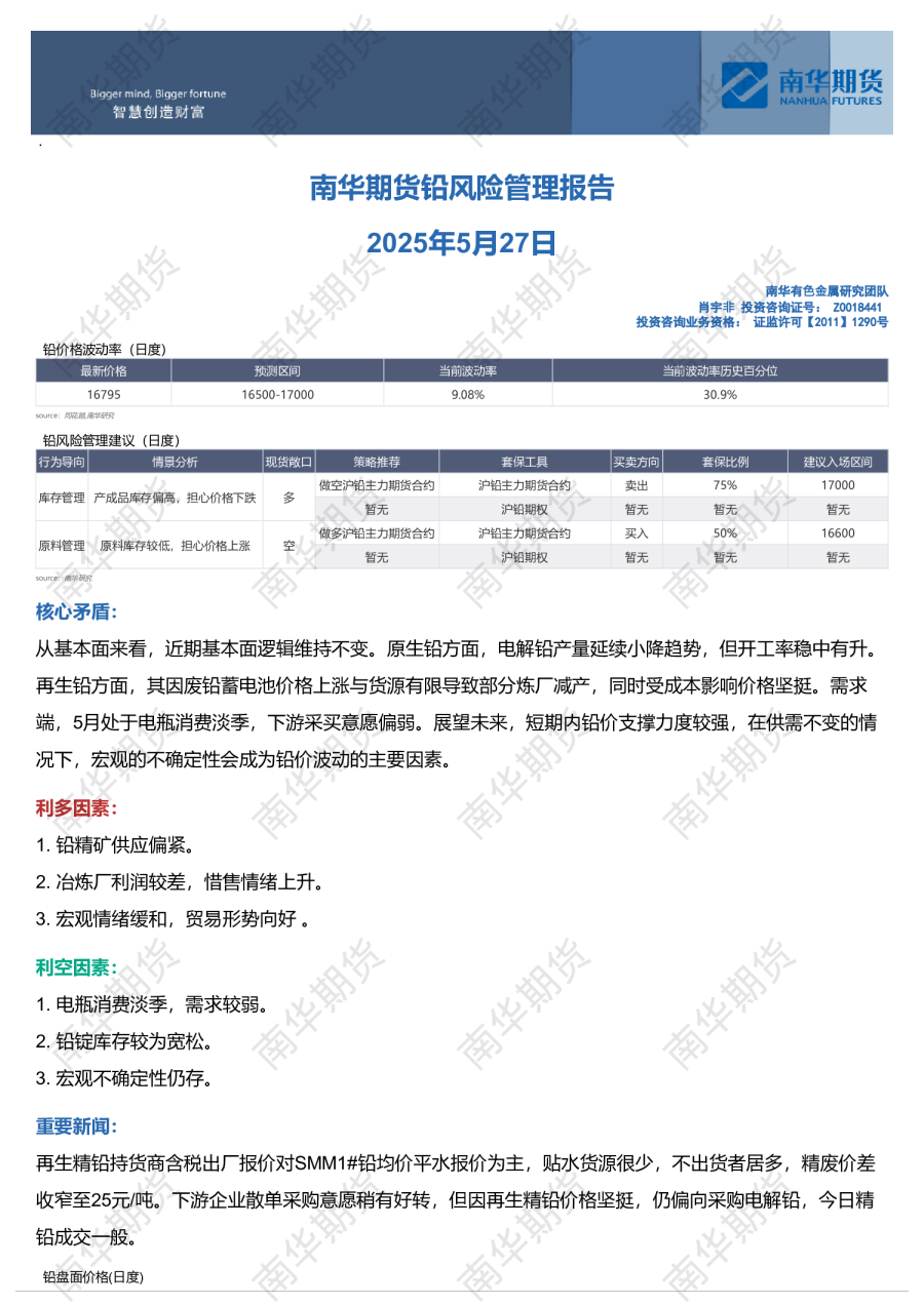 铅风险管理报告