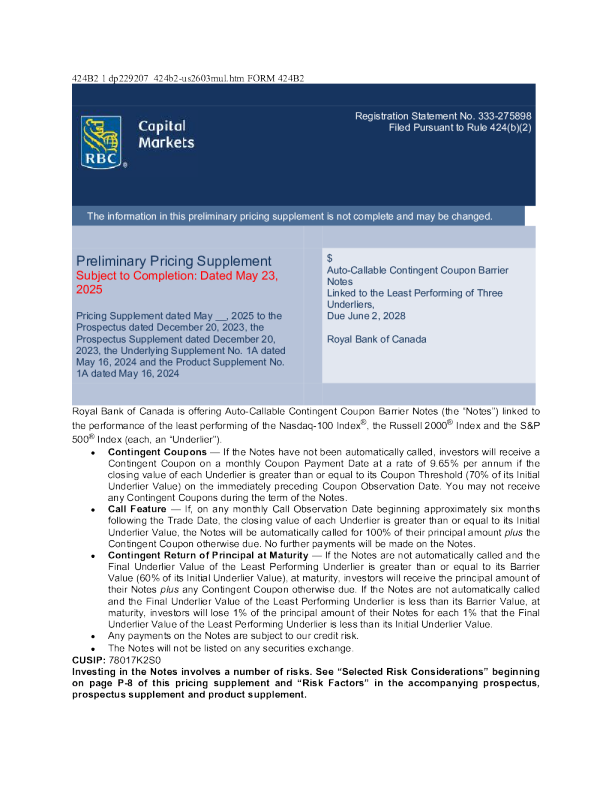 加拿大皇家银行美股招股说明书(2025-05-27版)