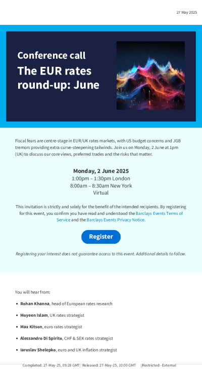 电话会议：欧元利率综述：6月