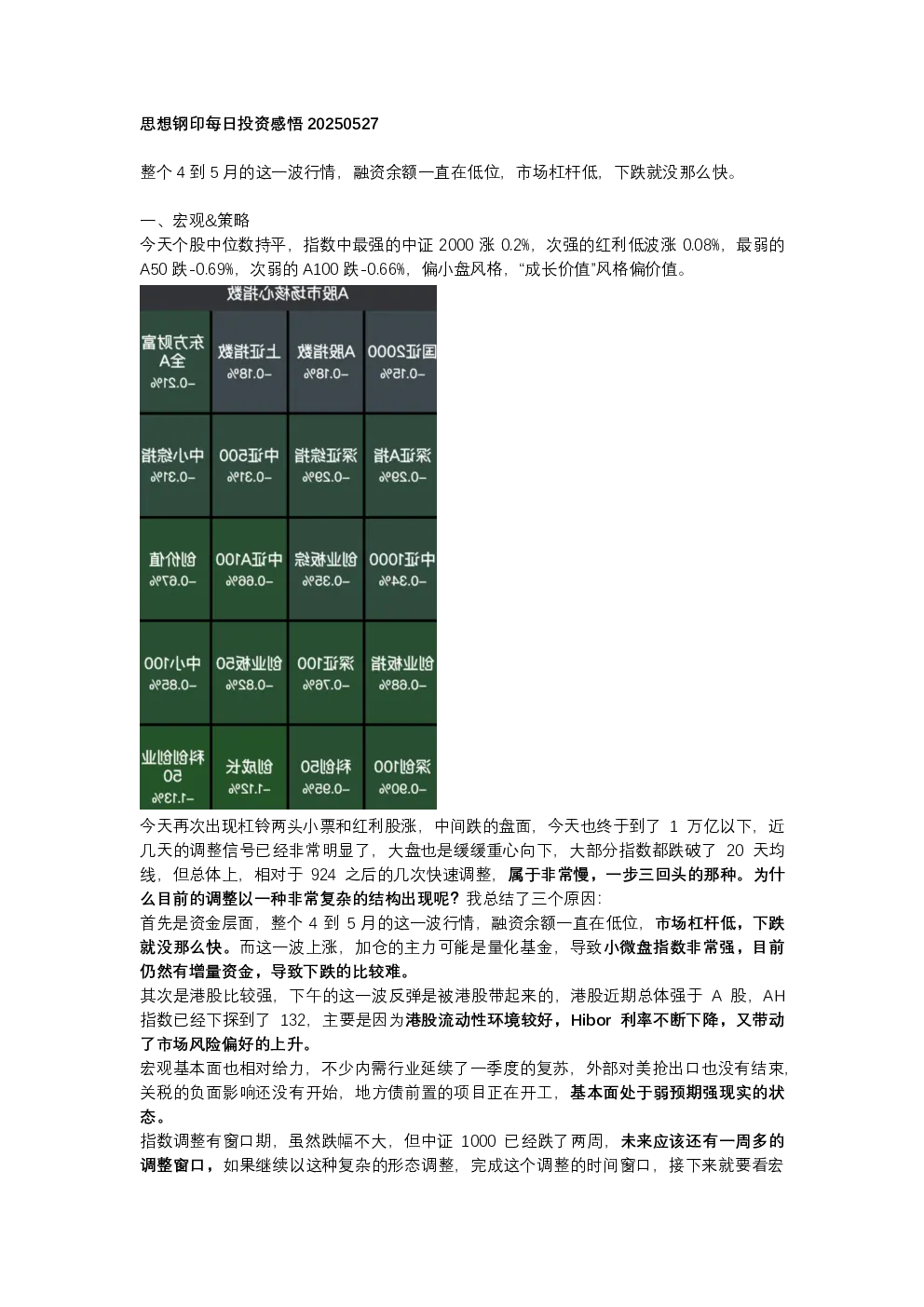 【思想钢印】每日投资感悟