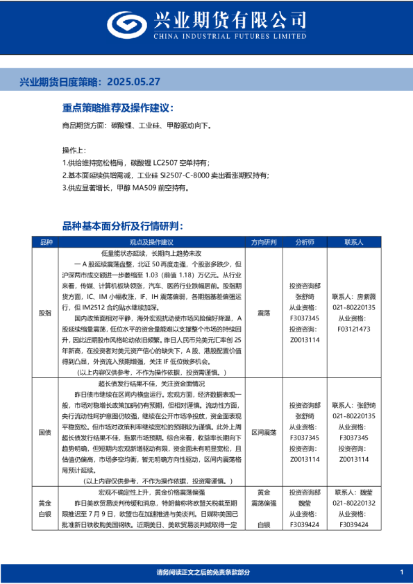 日度策略