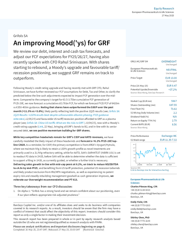 基立福公司（GRF）：穆迪评级提升带来积极势头