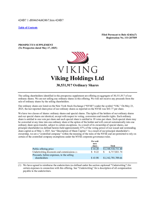 维京游轮美股招股说明书(2025-05-28版)