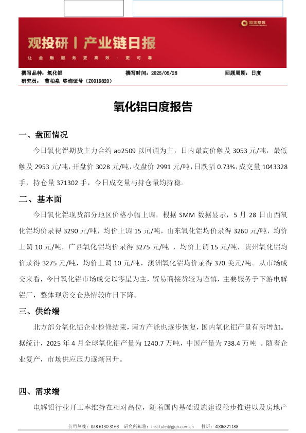 氧化铝日度报告