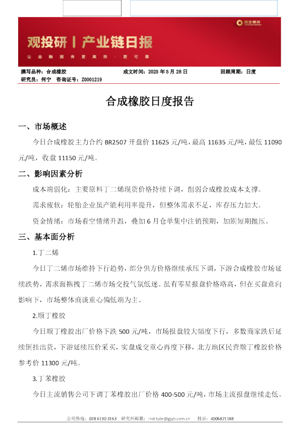 合成橡胶日度报告