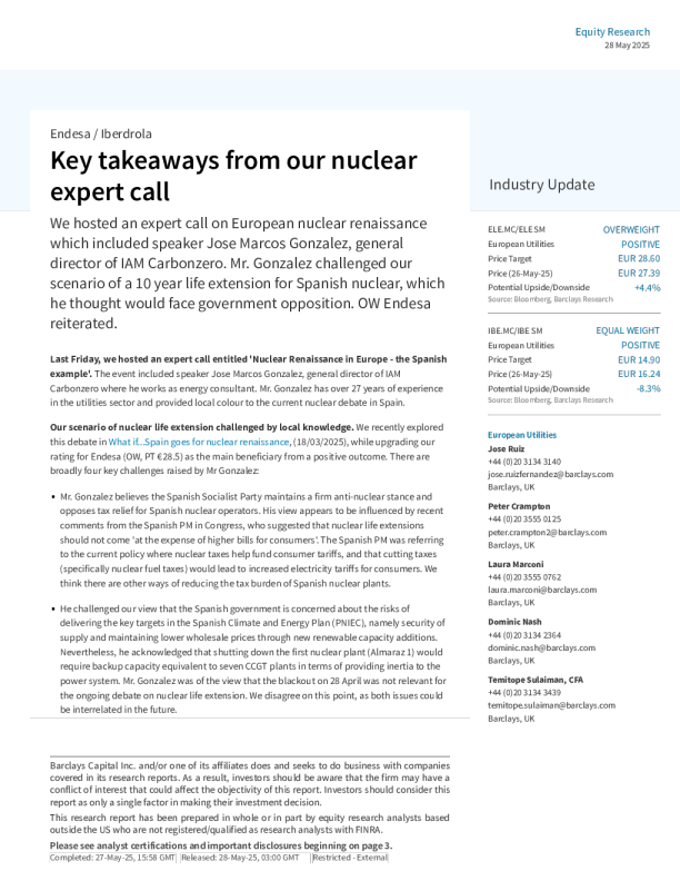 我们的核能专家电话会议要点