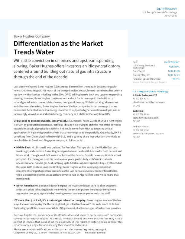 贝克休斯公司：市场停滞时的差异化