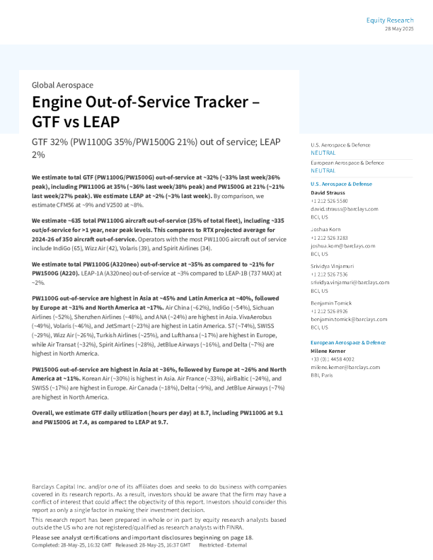 发动机停飞追踪器- GTF与LEAP对比