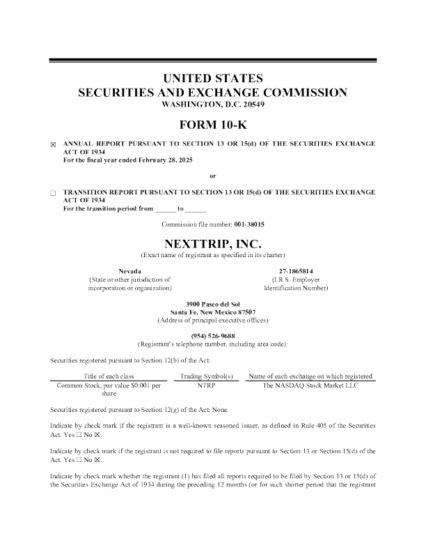 NextTrip Inc 2024年度报告