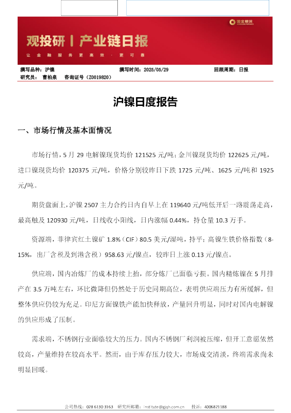 沪镍日度报告