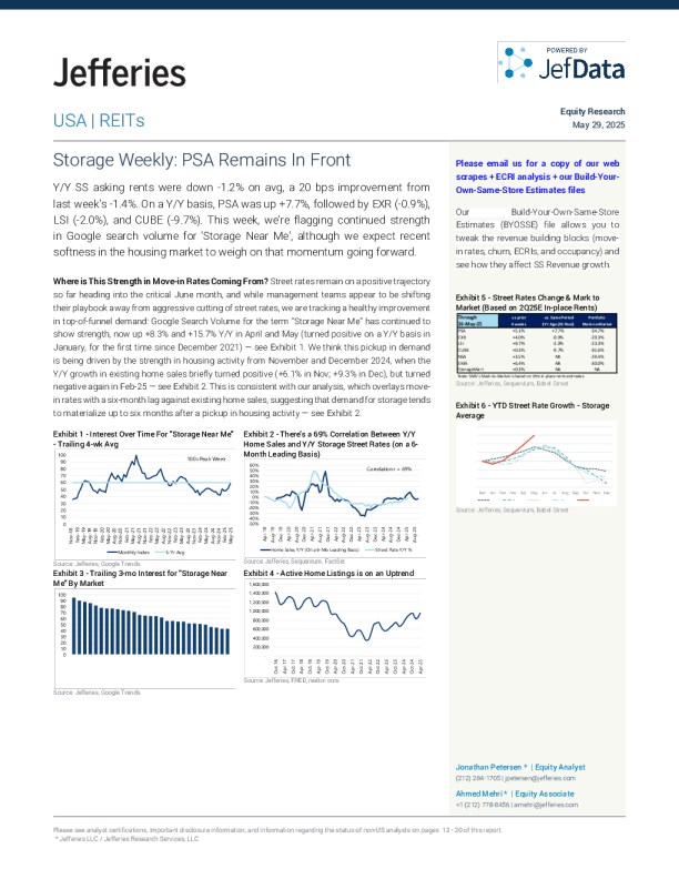 仓储周报：PSA保持领先