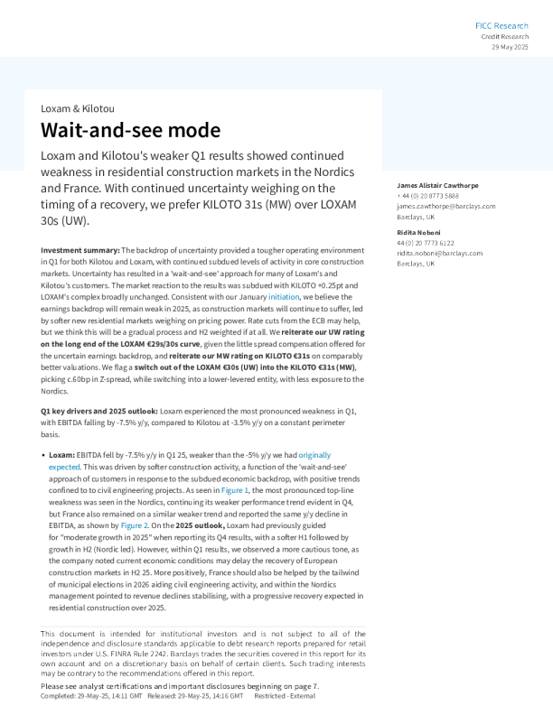 Loxam与Kilotou：观望模式