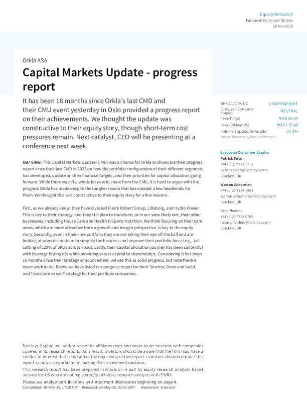 奥尔克拉公司资本市场更新-进展报告