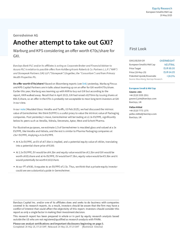 格雷斯海姆股份公司：又一次尝试收购GXI？