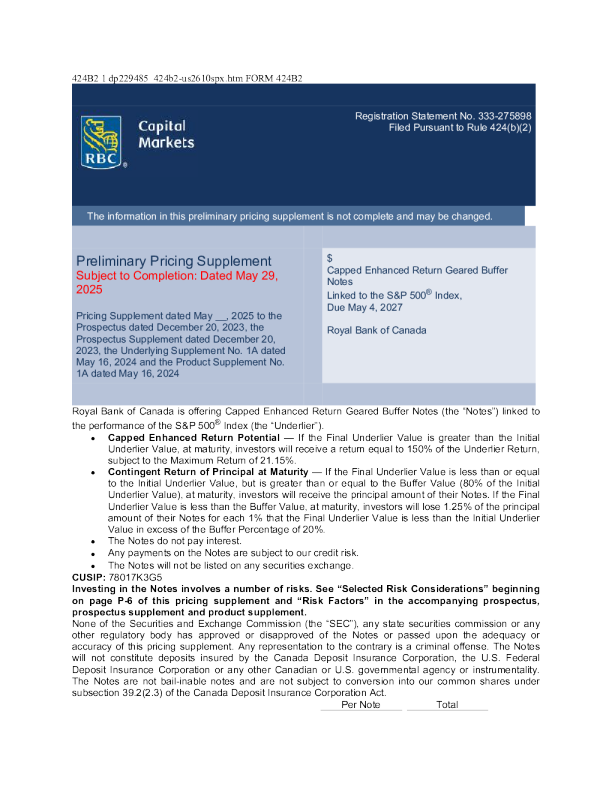 加拿大皇家银行美股招股说明书(2025-05-30版)