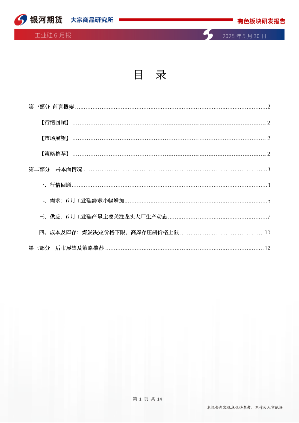 工业硅6月报