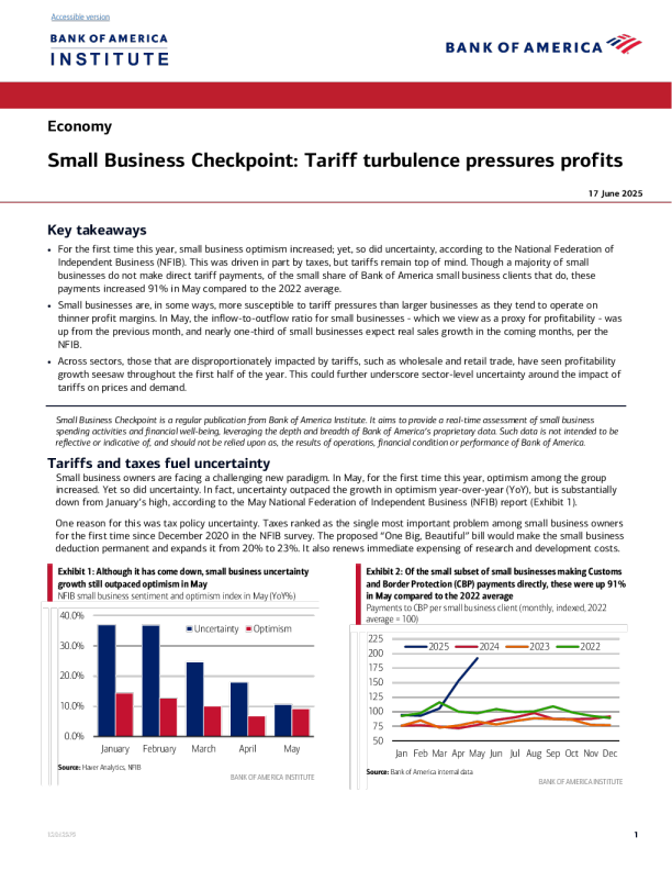小企业检查站：关税动荡压力利润