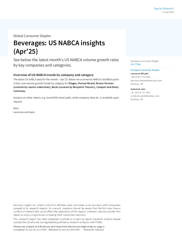 饮料行业：美国NABCA洞察（2025年4月）