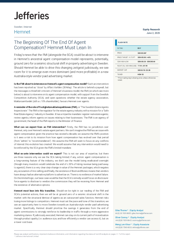 代理佣金终结的开始？Hemnet必须顺势而为