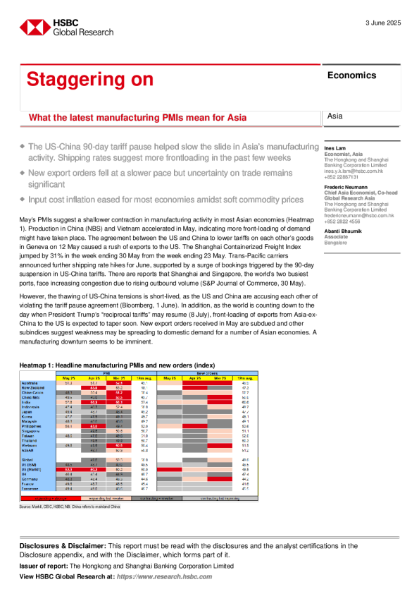 步履蹒跚：最新制造业采购经理人指数对亚洲意味着什么
