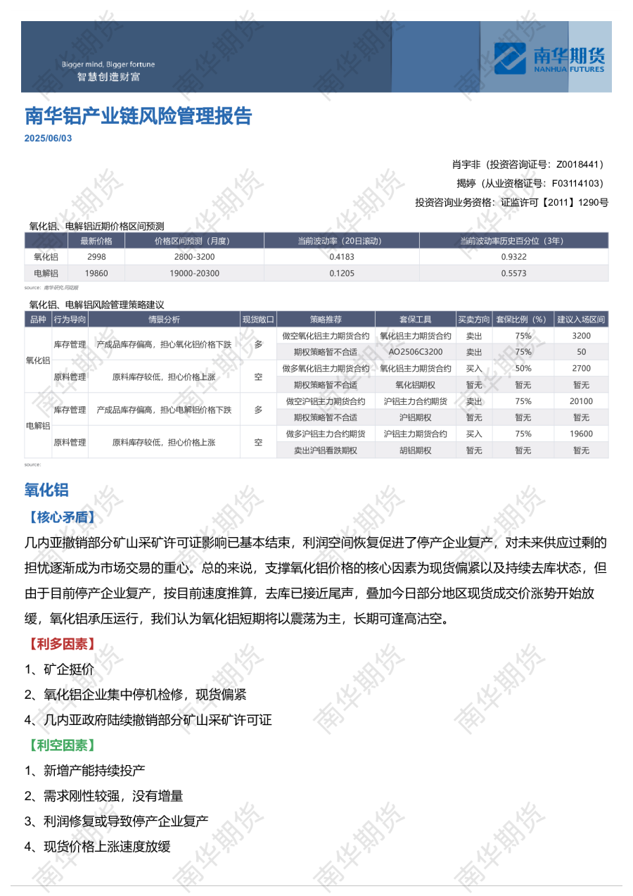 南华铝产业链风险管理报告