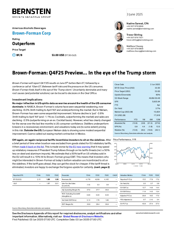布朗-福曼：2025年第四财季预览——处于特朗普风暴的中心