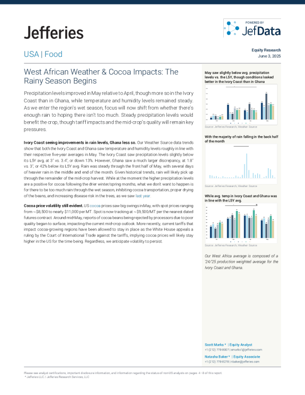 西非天气与可可影响：雨季开始