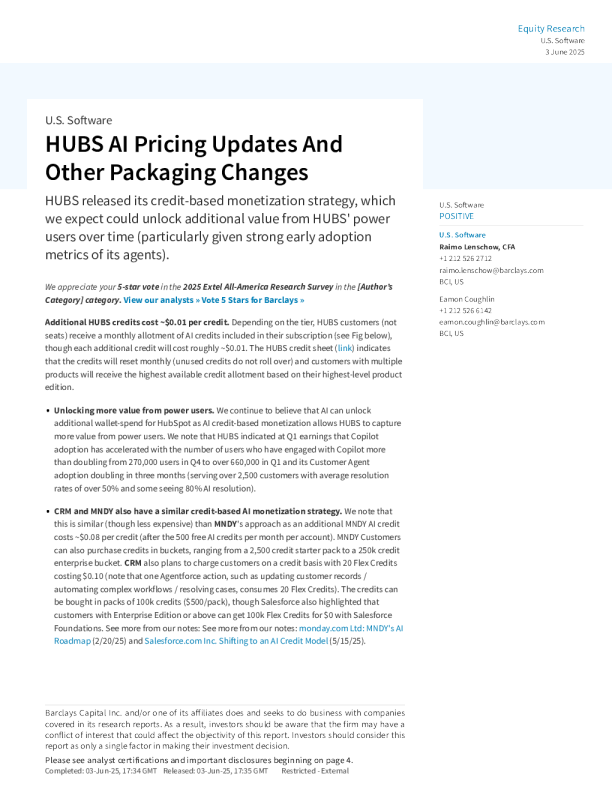 HUBS人工智能定价更新及其他套餐变更