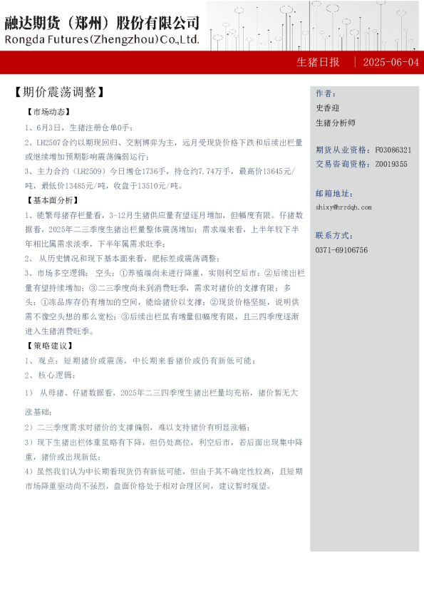 生猪日报：期价震荡调整