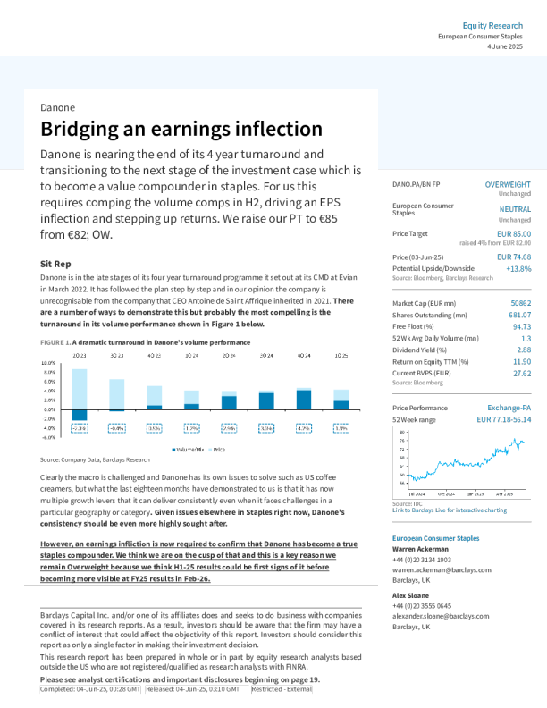 达能：弥合盈利拐点