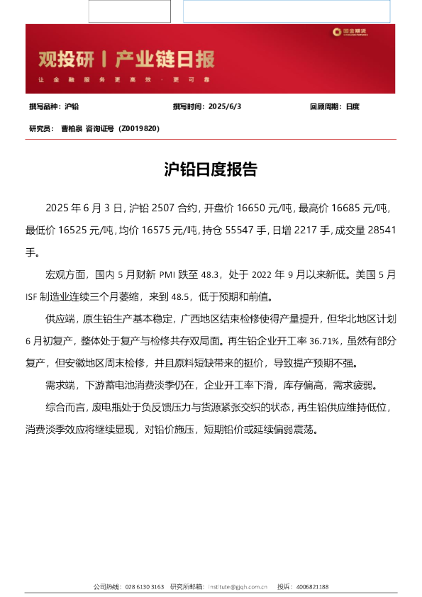沪铅日度报告